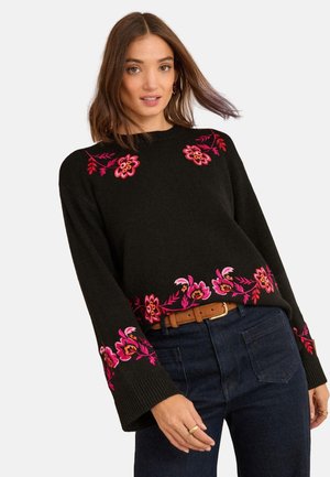 Love & Roses Pulóver - black floral embroidered