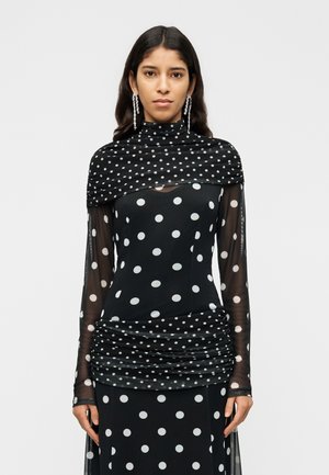 MAGLIETTA STAMPA ALL OVER MIX POIS SU TULLE - T-shirt à manches longues - fantasia nero