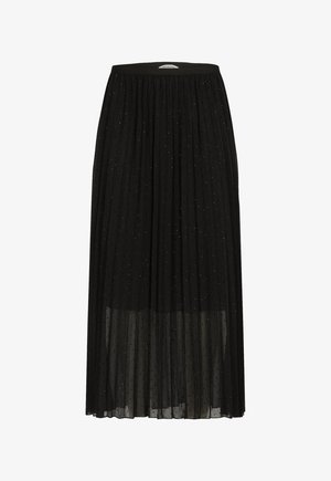 Zwarte geplooide rok met een doorzichtig bovenstuk, versierd met kleine, zilveren stippen. Elastische tailleband, vlekkeloos ontwerp tot de vloer met een zachte textuur.