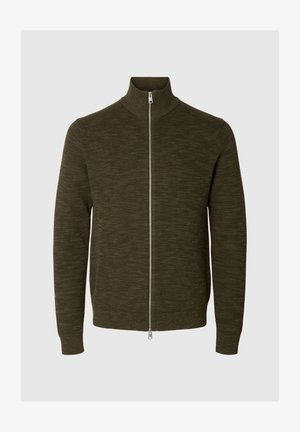 Selected, SLMDANE LS KNIT STRUCTURE FULL ZIP NOOS - Ζακέτα - forest night detail kalamata twist