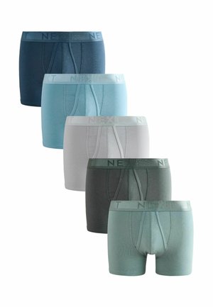 Herren-Boxershorts in einem Farbverlauf von Blau, Grün, Grau und Weiß, ausgestattet mit einem weichen Bund mit "NEXT"-Logo und einem enganliegenden Design.