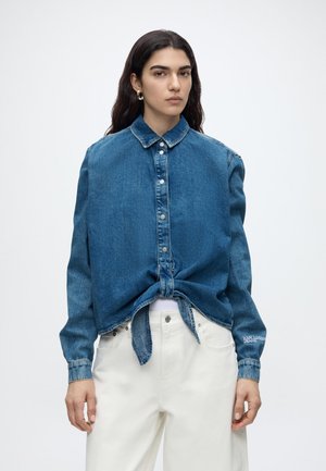 Karl Lagerfeld Jeans DENIM WRAP BLOUSE - Pluus - stone blue