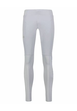 Leggings sportivi grigi chiari realizzati in un tessuto morbido e elastico. Presentano un design aderente e una cintura elastica per comfort e mobilità.