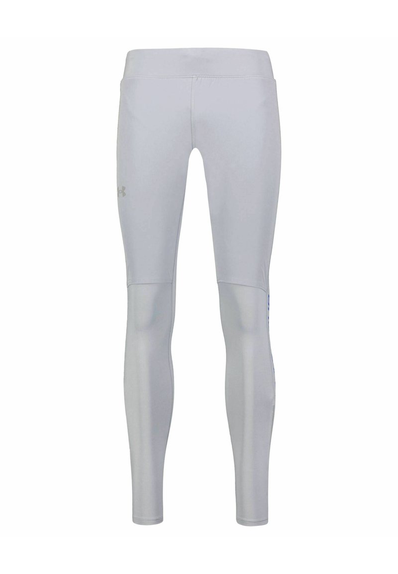 Leggings sportivi grigi chiari realizzati in un tessuto morbido e elastico. Presentano un design aderente e una cintura elastica per comfort e mobilità.