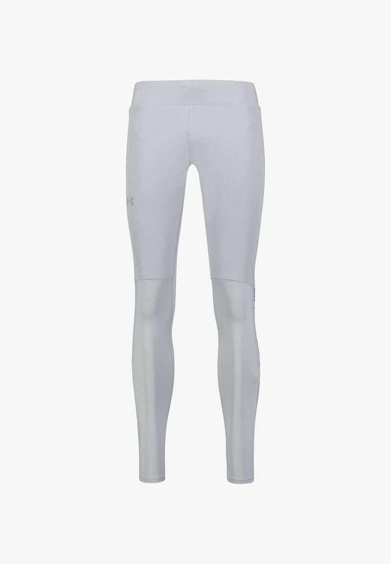 Leggings sportivi grigi chiari realizzati in un tessuto morbido e elastico. Presentano un design aderente e una cintura elastica per comfort e mobilità.