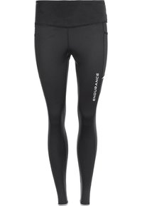 Svarta sportleggings gjorda av elastisk tyg. Har en bred midjeresår och en sidoficka. "ENDURANCE" tryckt i vitt på vänster ben.