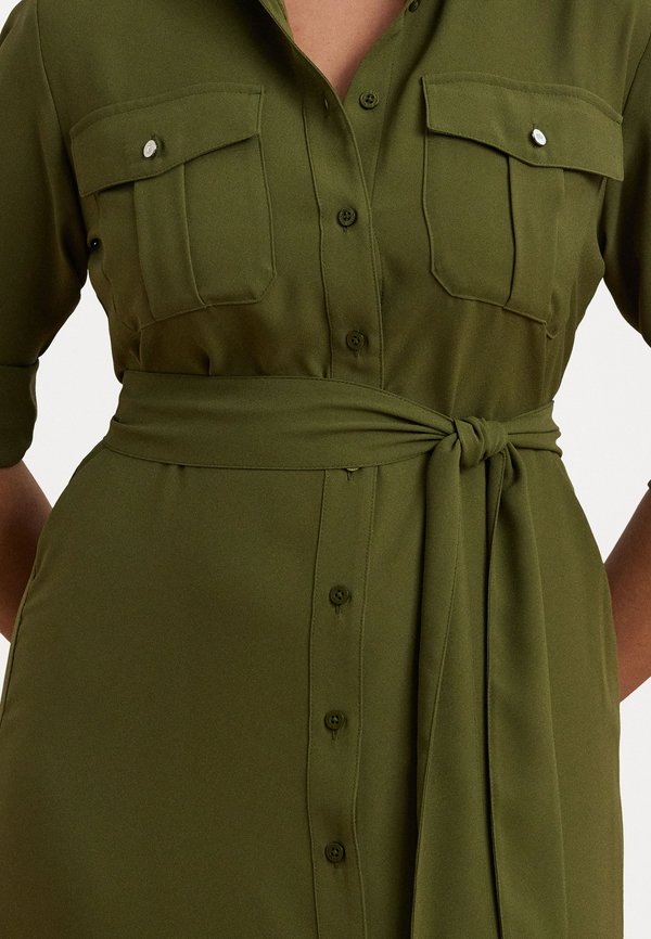 JERMAE BELTED DOUBLE FACED GEORGETTE SHIRTDRESS - Shirt dress - olive grove4