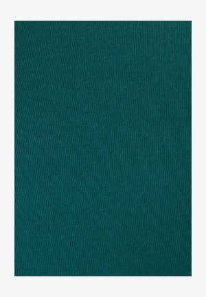 Teal ribbed fabric with vertical texture. Smooth, medium-weight material, evenly colored with a consistent pattern and no notable accents.