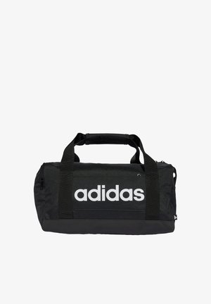 Črn športni nahrbtnik z belim Adidas logotipom, izdelan iz trpežnega materiala. Ima dve ročaji in zadrgo. Teksturnirana površina z ojačano osnovo.