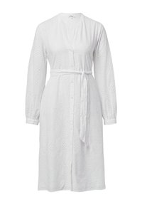 A-SHAPE MIT LOCHSTICKEREI UND V AUSSCHNITT - Blusenkleid - weiß