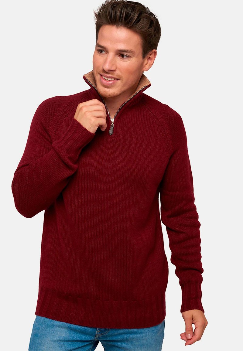 Mahogany OLIVIER - Strickpullover - bordeaux camel