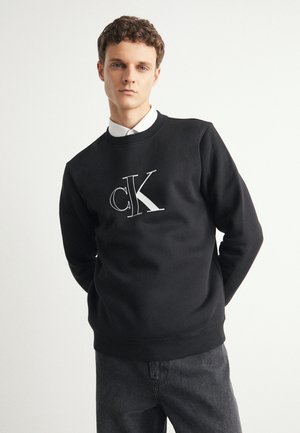 Calvin Klein Jeans OUTLINE MONOLOGO CREW NECK - Collegepaita - black