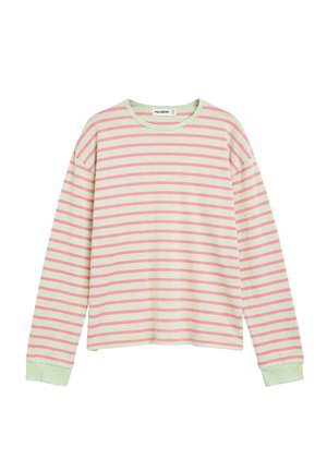 PULL&BEAR, OVERSIZE STRIPED LONG SLEEVE - T-SHIRT - T-shirt à manches longues - light green