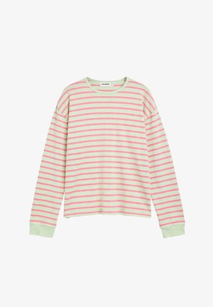 PULL&BEAR, OVERSIZE STRIPED LONG SLEEVE - T-SHIRT - Maglietta a manica lunga - light green