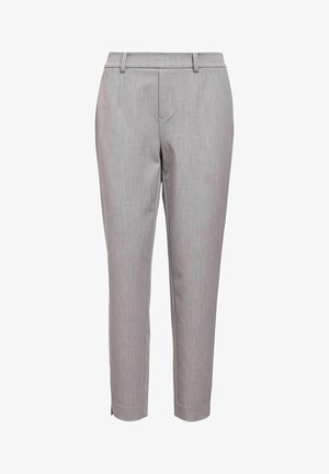 Γκρι προσαρμοσμένα παν trousers από υλικό με υφή, με επίπεδο μπροστινό μέρος, θηλάκια για ζώνη και κοντή γραμμή, ολοκληρωμένα με πλαϊνές σχισμές.