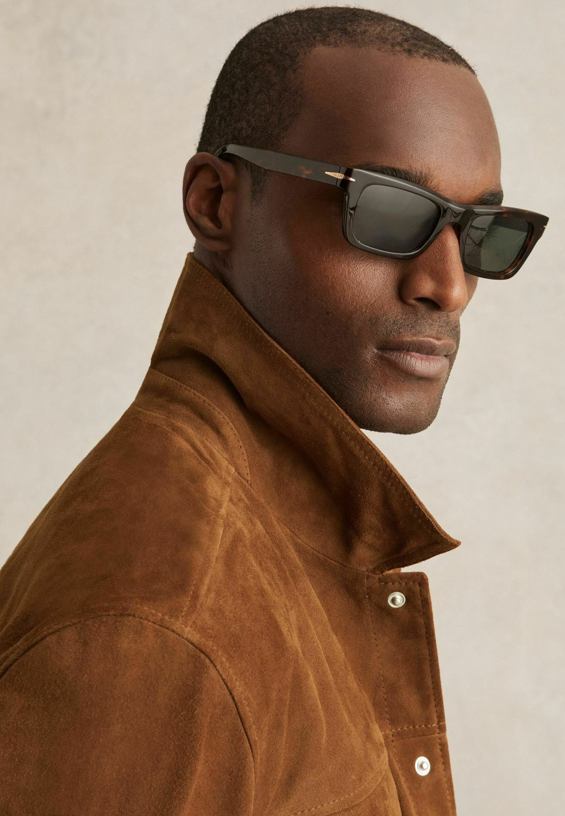 Reiss REGULAR FIT - EDINGTON PRESS STUD TRUCKER - Leather jacket