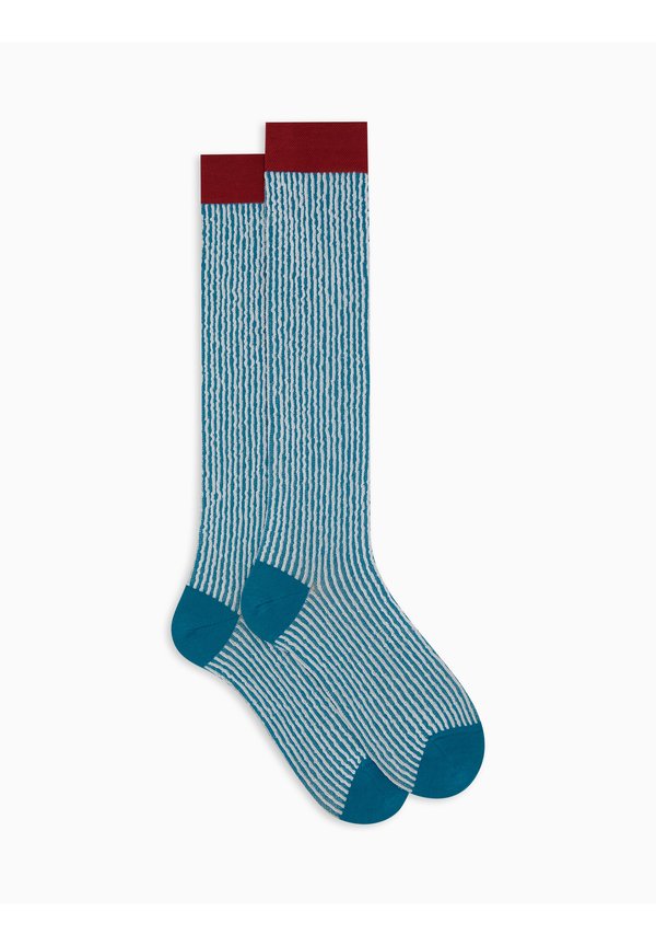 WITH SEERSUCKER MOTIF - Kniestrümpfe - azzurro