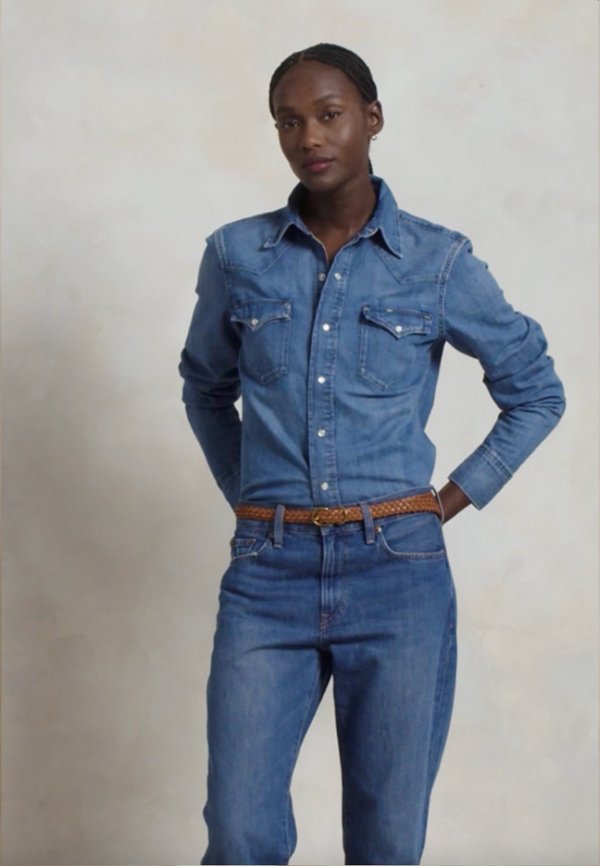 DENIM WESTERN SHIRT - Button-down blouse - canaria wash3