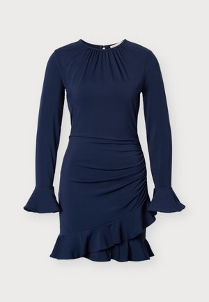 MICHAEL Michael Kors, RUCHED RUFFLE HEM DRESS - Трикотажна рокля - midnight blue
