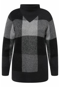 Ulla Popken RUITENDESSIN OPSTAANDE KRAAG - Strickpullover - anthrazit melange