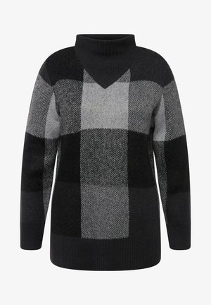 Ulla Popken RUITENDESSIN OPSTAANDE KRAAG - Pullover - anthrazit melange