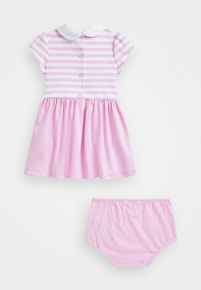 Polo Ralph Lauren STRIPED PONTE DRESS & BLOOMER - Jerseyklänning - carmel pink/white