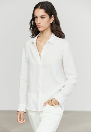 Massimo Dutti, FLOWING LINEN SHIRT - Skjortebluser - white