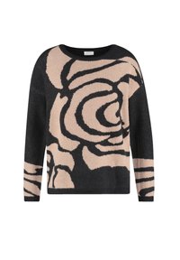 Gerry Weber MIT WOLLANTEIL - Strickpullover - black   camel melange intarsia