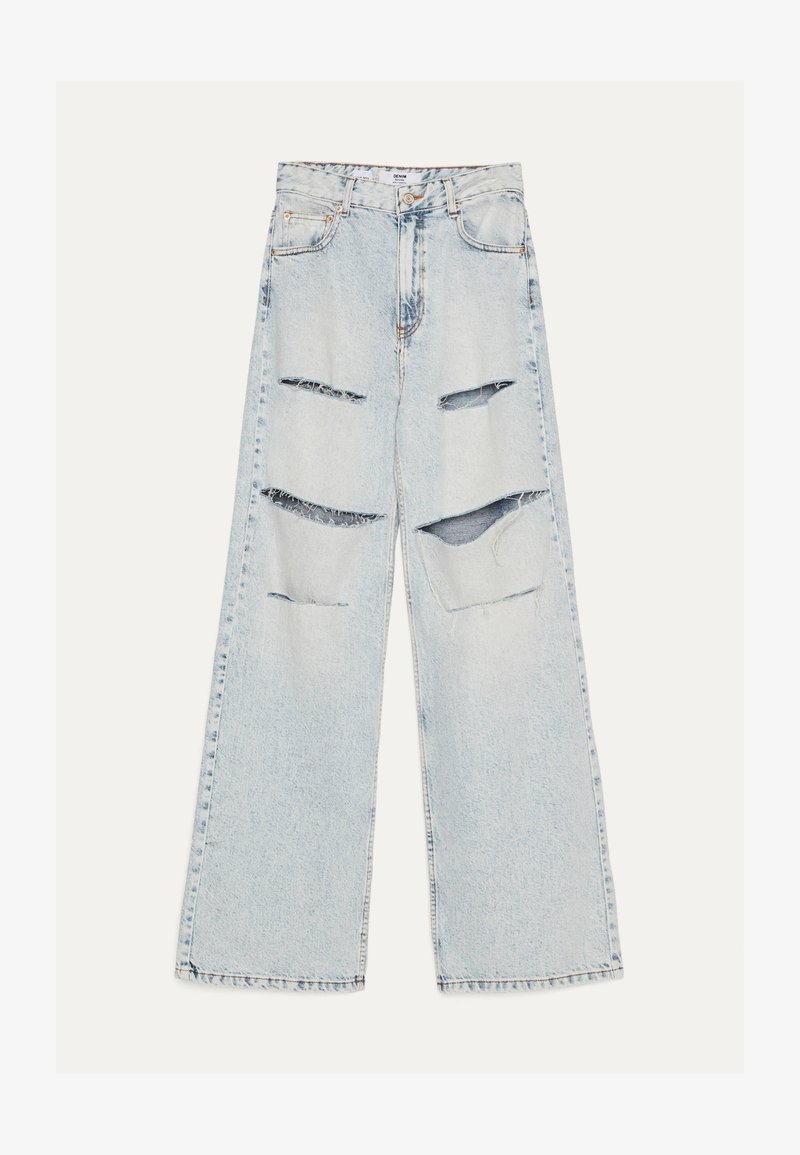 Bershka Mit Schlaghose Und Rissen Relaxed Fit Jeans Blue Zalando De