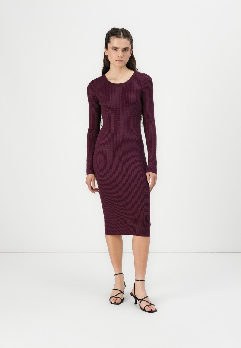 Vero Moda VMSILJE ONECK CABLE  - Strikket kjole - winetasting