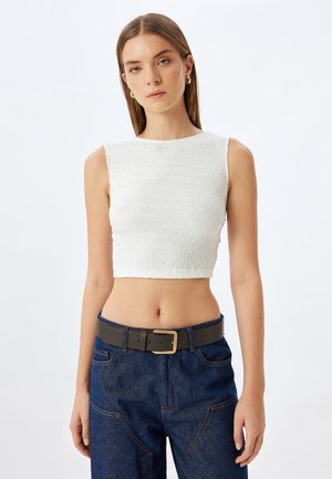 SLEEVELESS CROP - Blouse - beige