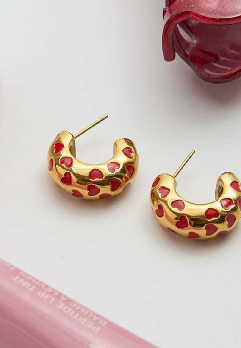 Cala Rose CORA - Earrings - gold-coloured red/gold-coloured - Zalando