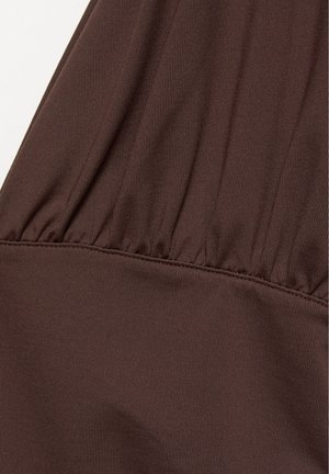 PULL&BEAR, V-NECK - GATHERED TOP - T-Shirt print - brown