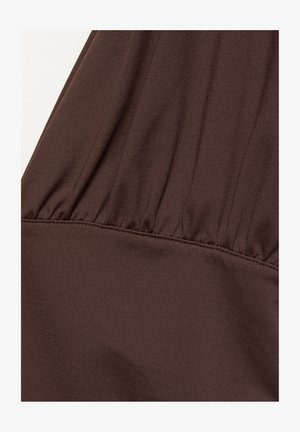 PULL&BEAR, V-NECK - GATHERED TOP - T-Shirt print - brown