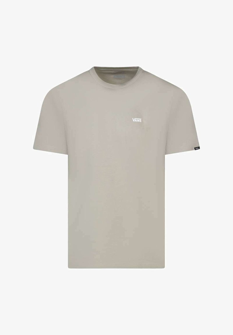 T-shirt in cotone grigio con maniche corte e collo rotondo. Presenta un piccolo logo bianco di Vans sul lato sinistro del petto. Texture liscia.