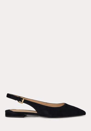 Lauren Ralph Lauren, LONDYN SUEDE SLINGBACK FLAT - Μπαλαρίνες με λουράκι στον αστράγαλο - black