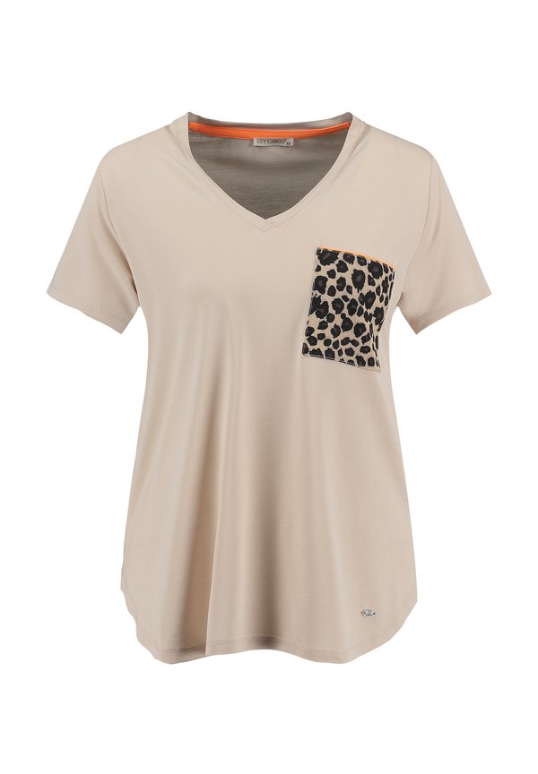 WT CAT V-NECK - T-Shirt print - beige