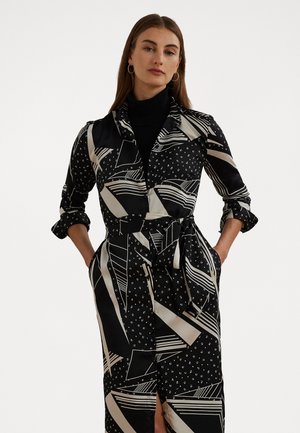 GEO PRINT BELTED TWILL SHIRTDRESS - Skjortklänning - black/cream