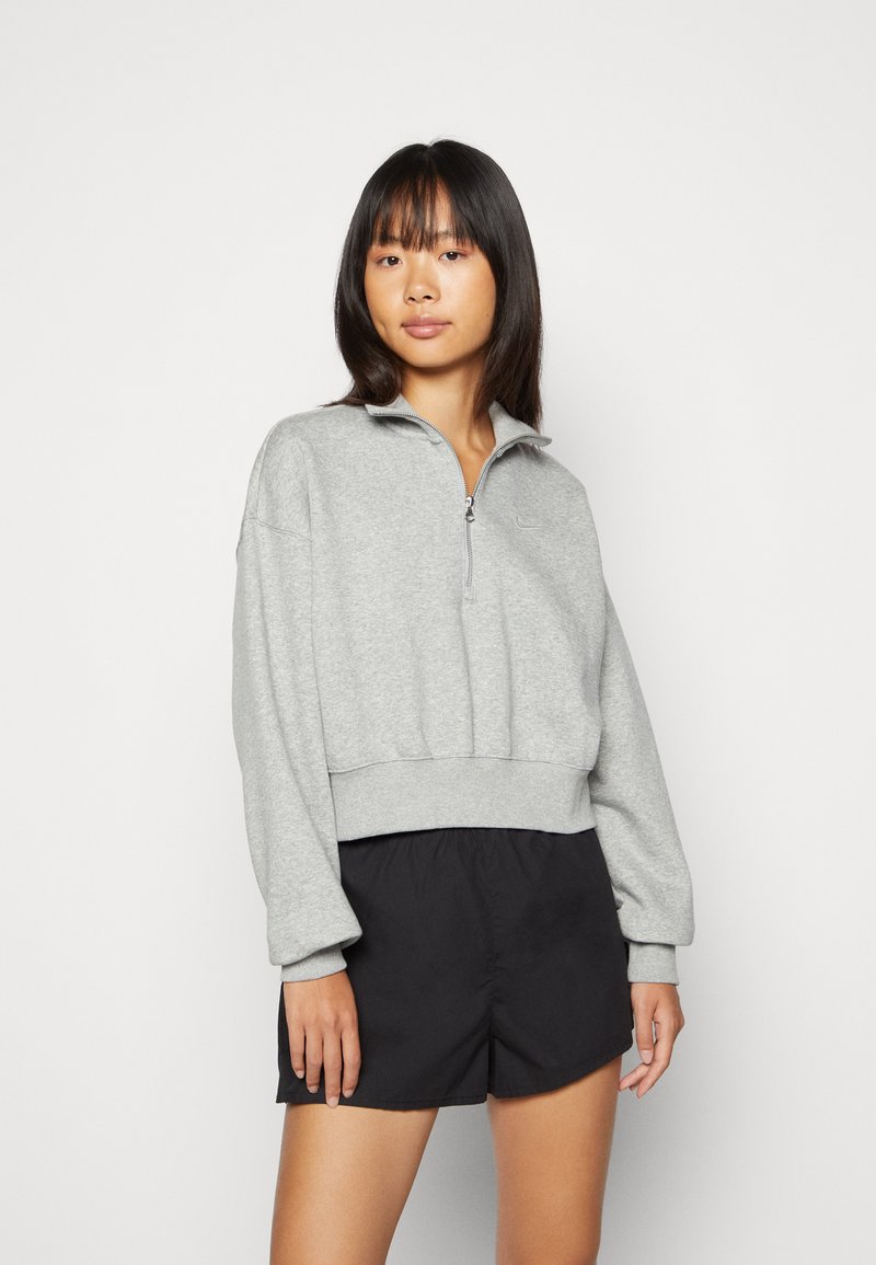 Nike Sportswear - W NSW PHOENIX FLC QZ CROP - Sweater - dk grey /sail, Vergroten