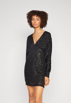 Colourful Rebel BELLE SEQUINS DEEP V-NECK MINI DRESS - Cocktail φόρεμα / Φόρεμα για πάρτι - black