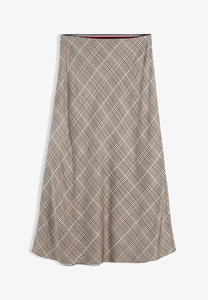 Tommy Hilfiger, TOMMY HILFIGER SATIN MIDI SKIRT - Falda larga - small brown check bias