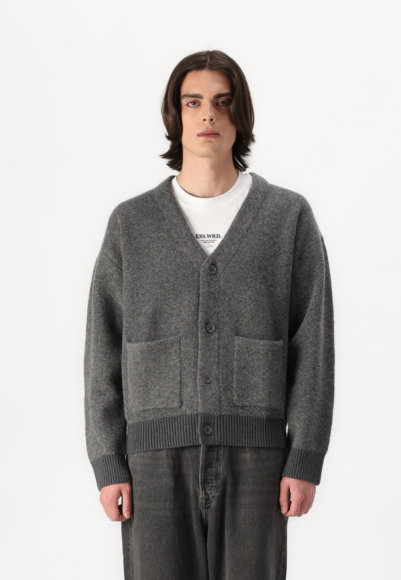 Jack & Jones PREMIUM JORWINTER CROPPED  - Kardigán - dark grey