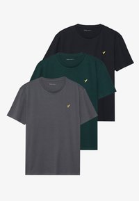 3 PACK - Tricou basic - dark green/mottled dark grey/black