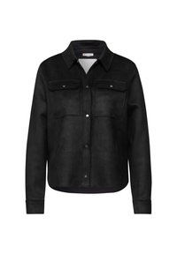 Svart mockajacka med knäppning framtill, två bröstfickor och klassisk krage. Mjuk textur med en avslappnad passform.