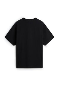 Black cotton T-shirt with short sleeves, a crew neck, and a relaxed fit. Smooth texture with no visible patterns or designs.
