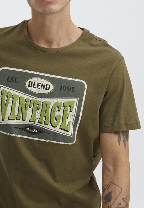 BHTEE - Print T-shirt - military olive2