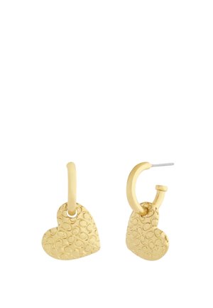 COACH, COACH SIGNATURE QUILTED HEART CHARM HUGGIES - Σκουλαρίκια - gold-coloured