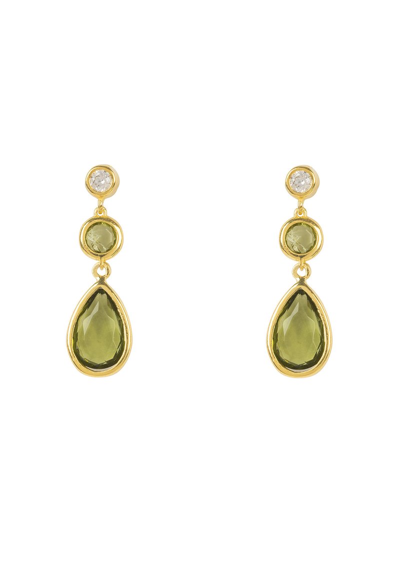 Orecchini scalati di peridoto e perle coltivate Orecchini