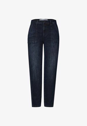 Street One Studio, HIGH WAIST BARREL LEG JEANS IM LOOSE FIT - Wide Leg - blue black authentic wash