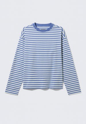 Weekday, LOOSE BOXY - Maglietta a manica lunga - skye blue/off white stripe